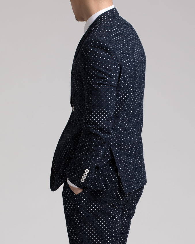 Dover Notch Jacket - Color: Navy & White Polkadot | Blue