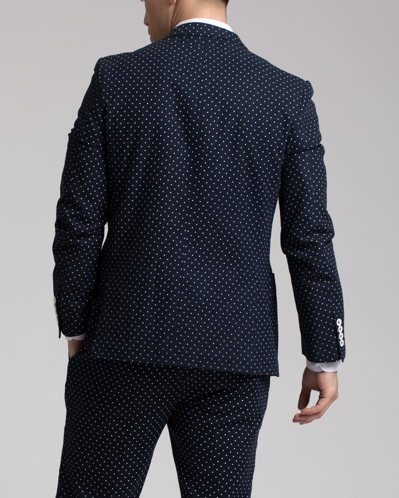Dover Notch Jacket - Color: Navy & White Polkadot | Blue