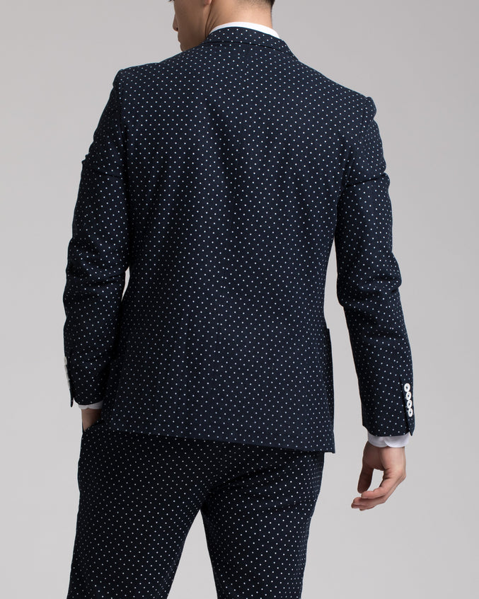 Dover Notch Jacket - Color: Navy & White Polkadot | Blue