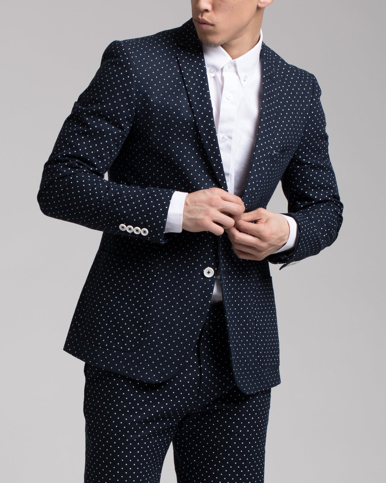 Dover Notch Jacket - Color: Navy & White Polkadot | Blue