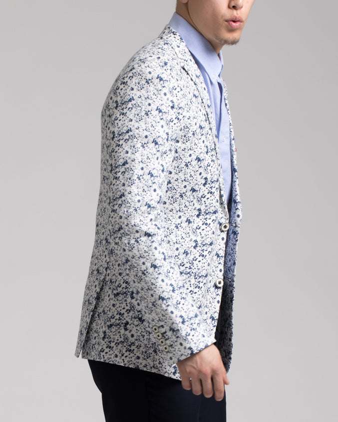 Dover Notch Jacket - Color: White & Blue Floral | White
