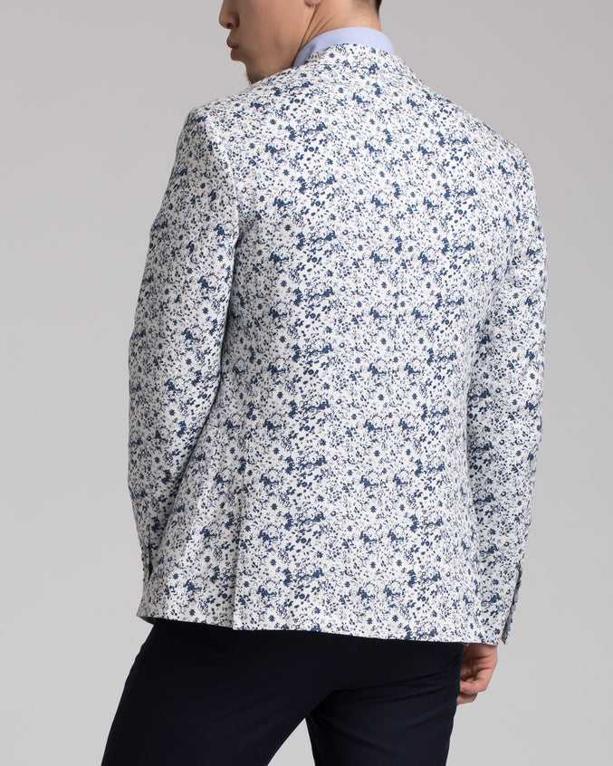 Dover Notch Jacket - Color: White & Blue Floral | White
