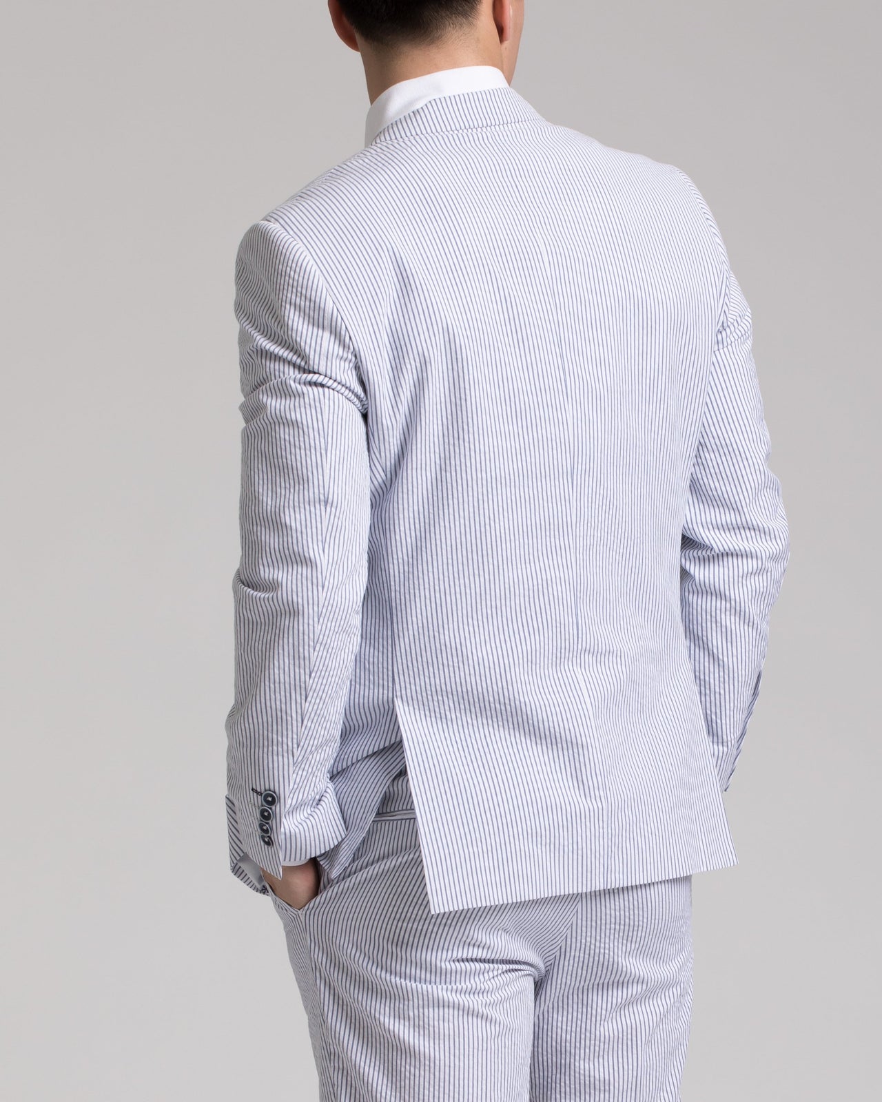 Dover Notch Jacket - Color: White & Blue Seersucker | Whit
