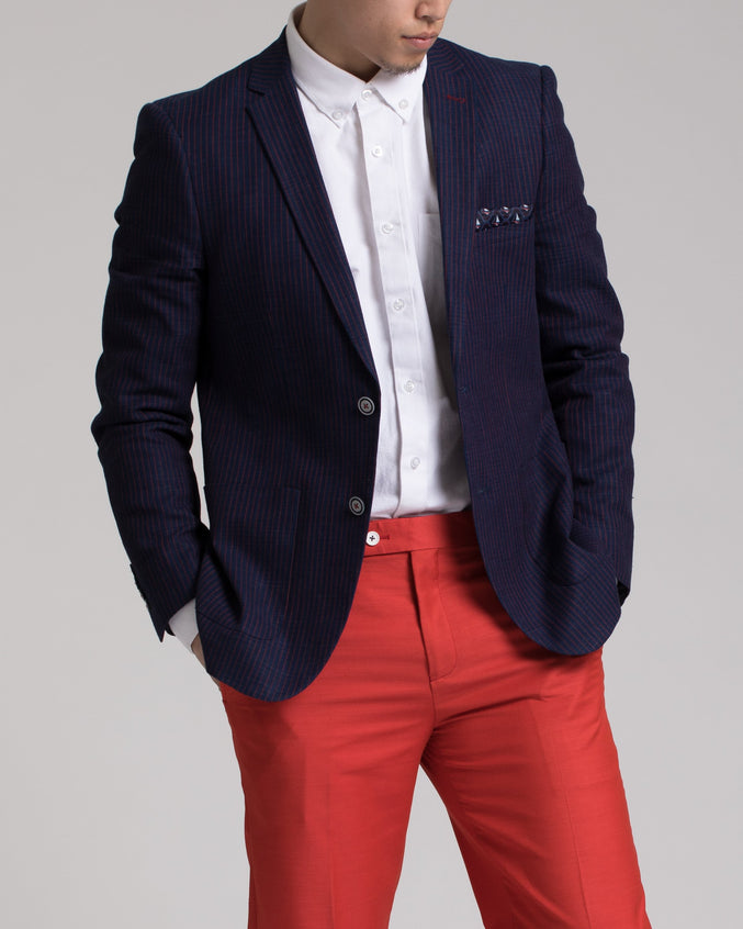 Dover Notch Jacket - Color: Navy & Red Stripe | Blue