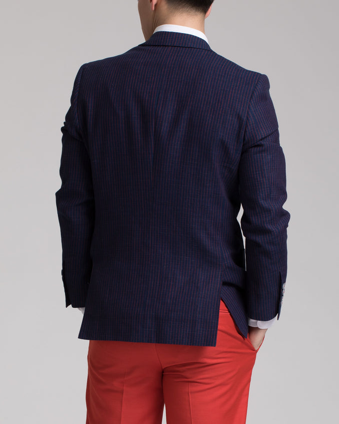 Dover Notch Jacket - Color: Navy & Red Stripe | Blue