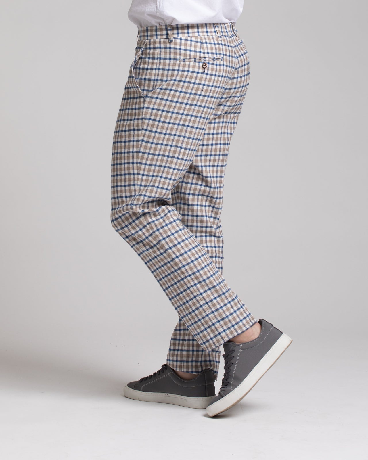 Downing Pant - Color: Tan & Blue Plaid | Beige