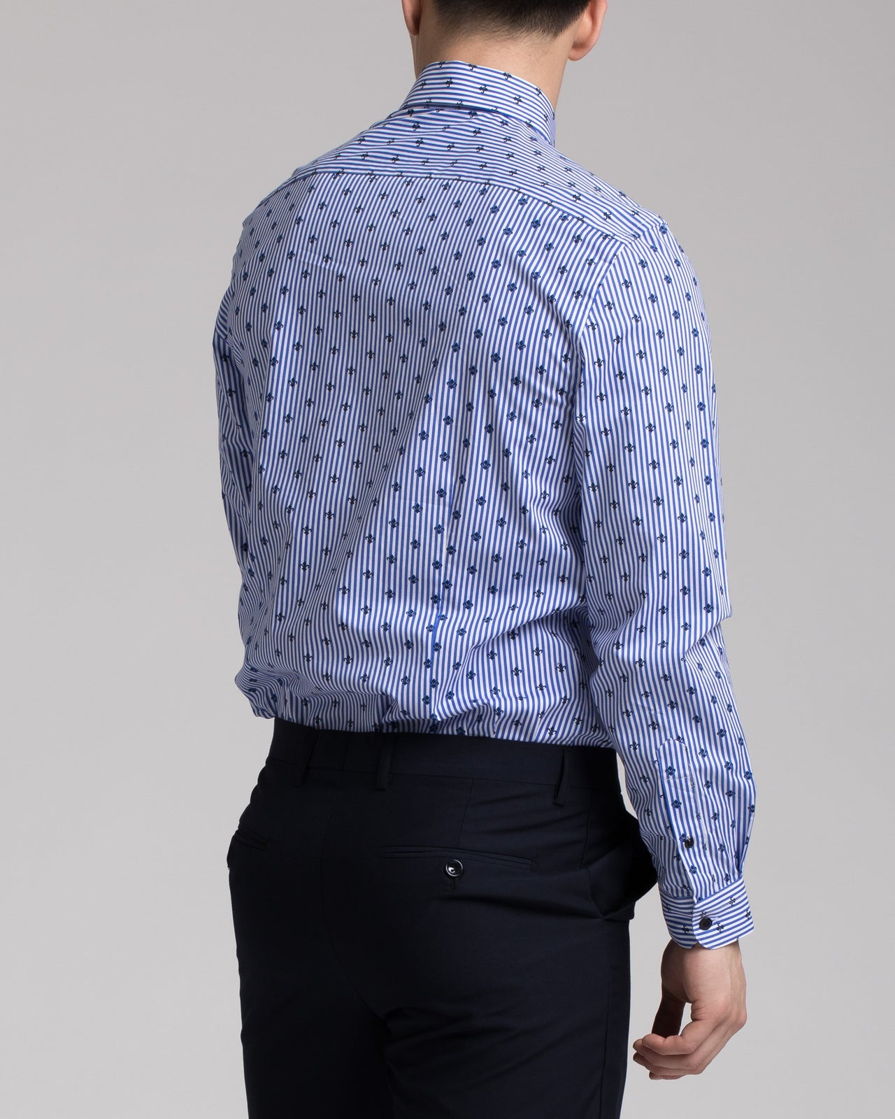 Fleur De Lis Dress Shirt - Color: White Blue | White