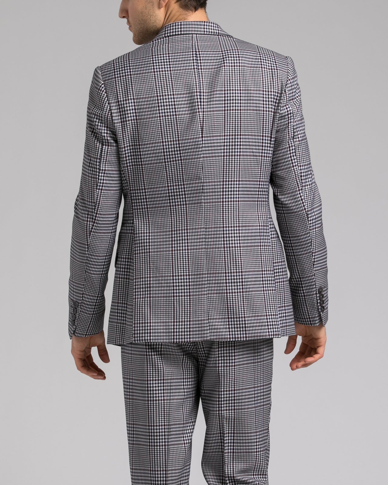 Dorsia Jacket - Color: Grey Burgundy Plaid | Gray