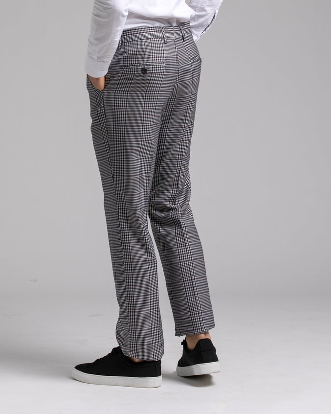 Dorsia Suit Pant - Color: Grey Burgundy Plaid | Gray