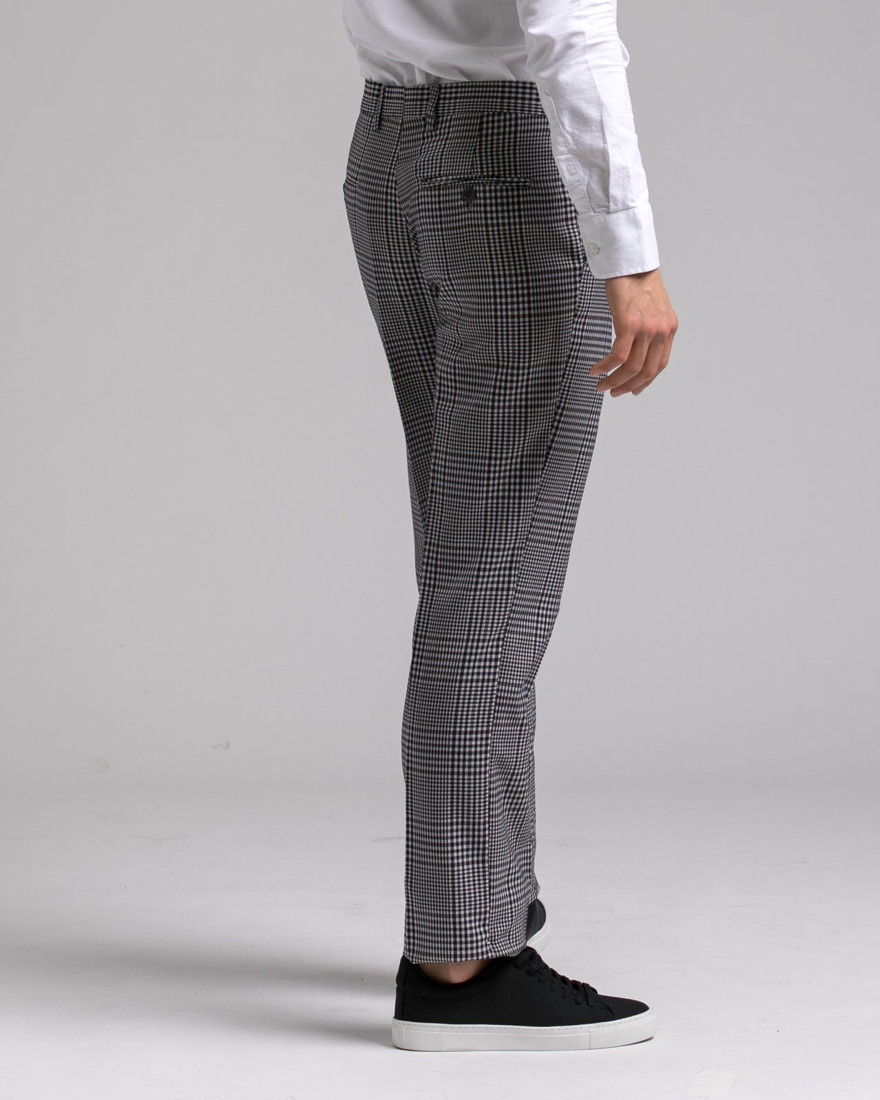 Dorsia Suit Pant - Color: Grey Burgundy Plaid | Gray
