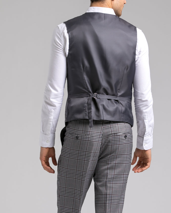 Dorsia Suit Jacket - Color: Grey Burgundy Plaid | Gray