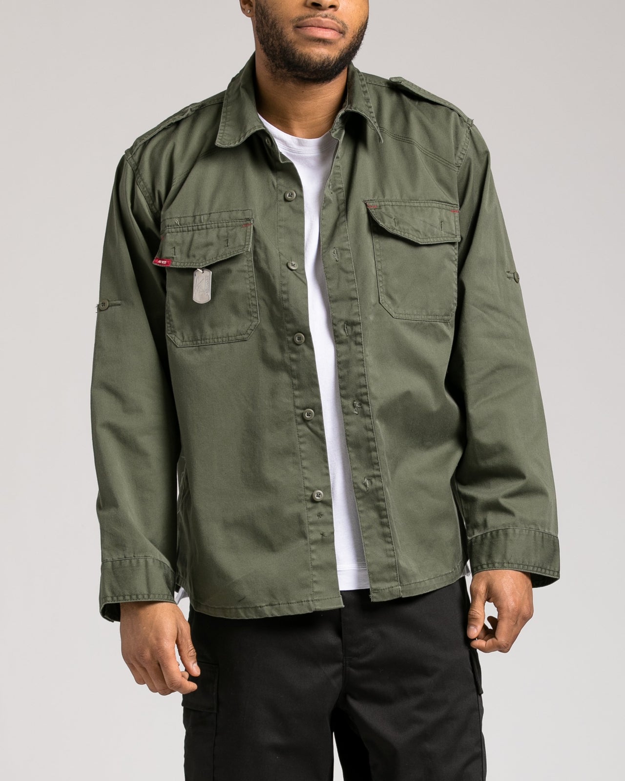 Vintage Olive Drab Fatigue Shirt - Color: Olive Drab | Green
