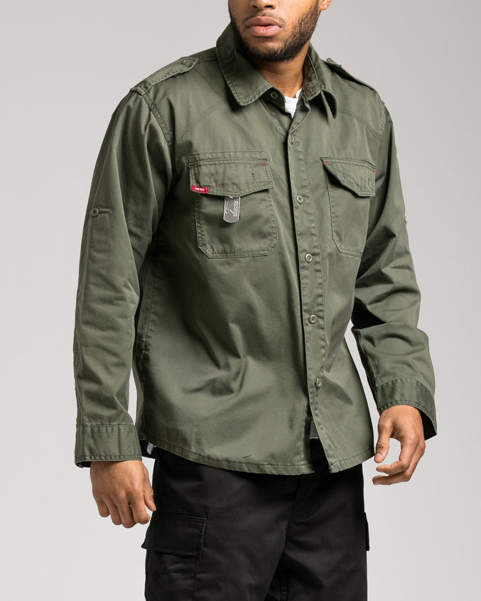 Vintage Olive Drab Fatigue Shirt - Color: Olive Drab | Green