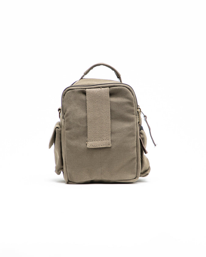 Travell Shoulder Bag with Leather Accents - Color: Olive Drab | Green