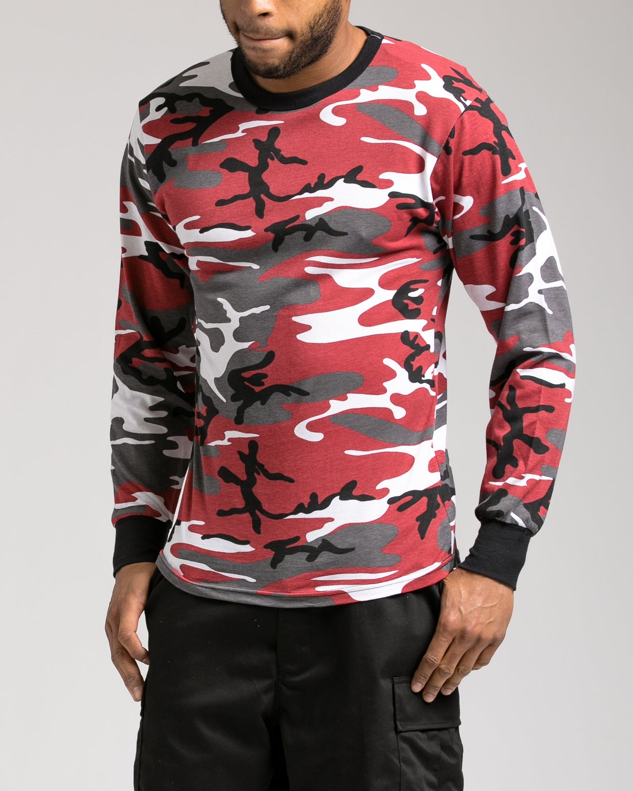 Color Camo Long Sleeve Tee - Color: Red camo | Red