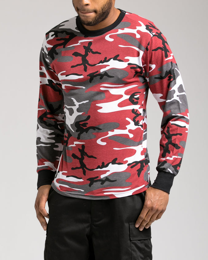 Color Camo Long Sleeve Tee - Color: Red camo | Red