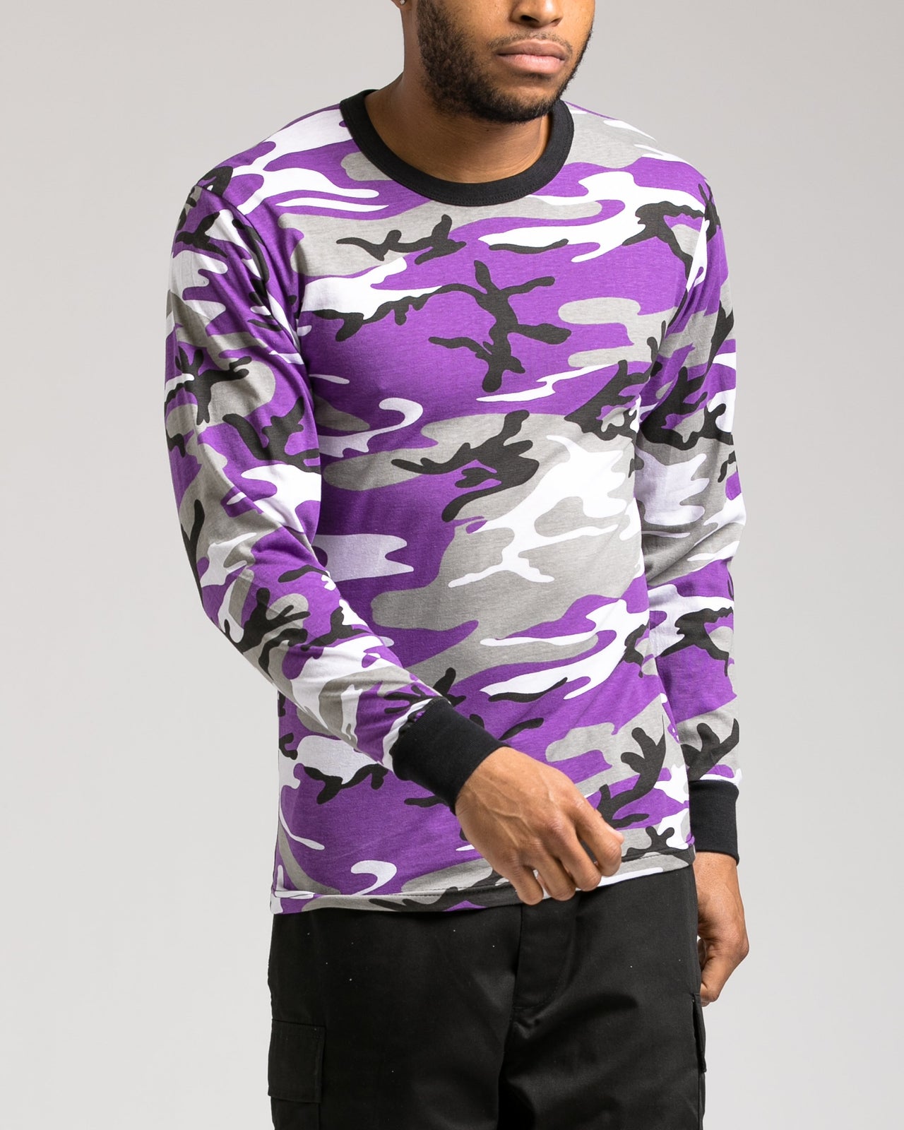 Color Camo Long Sleeve Tee - Color: Ultra Violet Camo | Purple