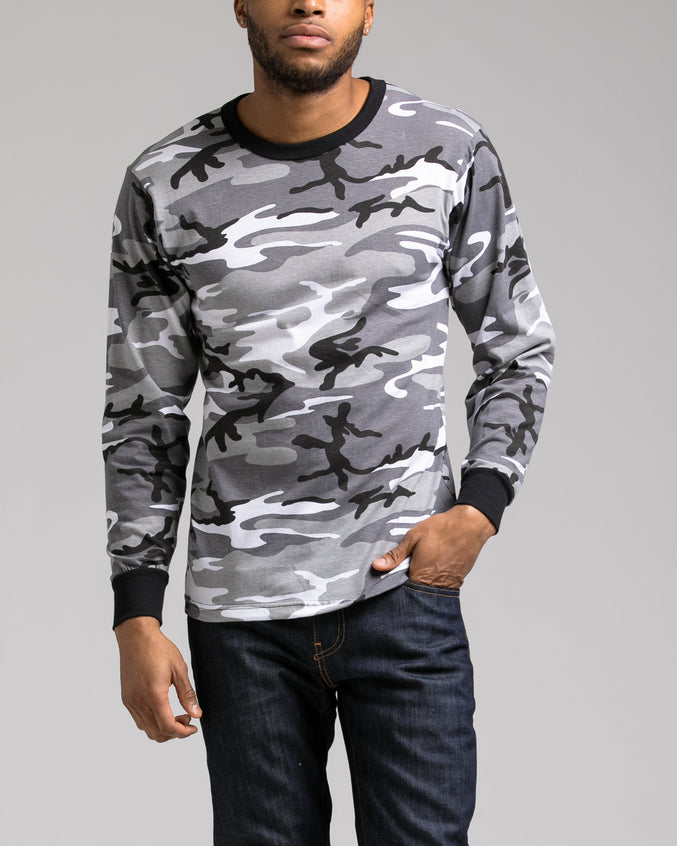 Color Camo Long Sleeve Tee - Color: City Camo | Grey