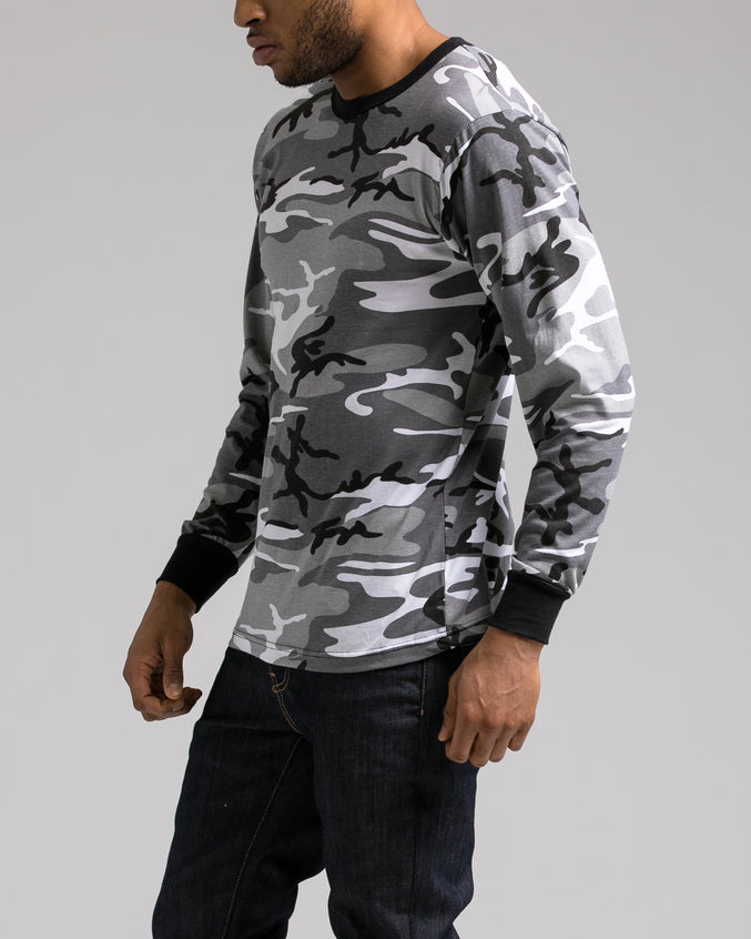 Color Camo Long Sleeve Tee - Color: City Camo | Grey