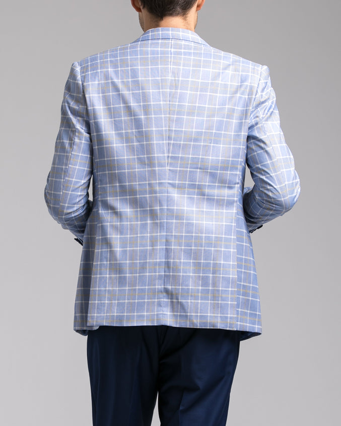 Dorsia Jacket - Color: Blue/White/Grey Plaid | Blue
