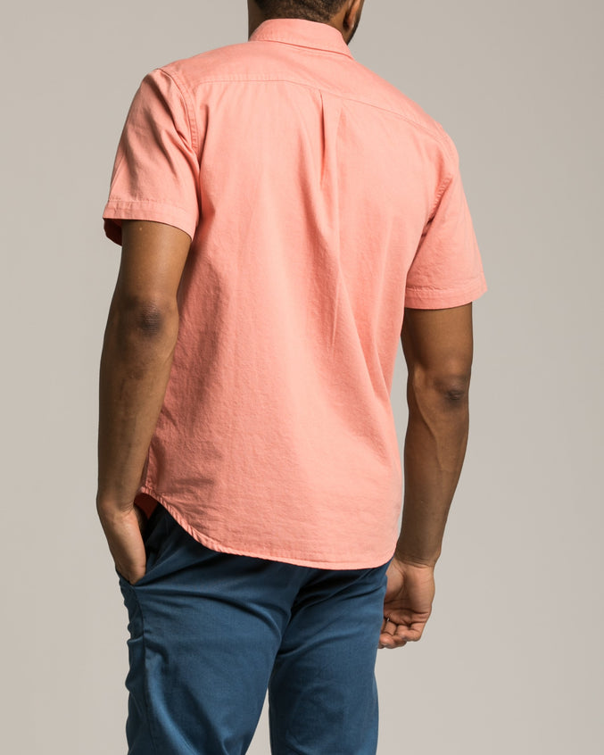 Keble Denim Woven SS - Color: Pale coral