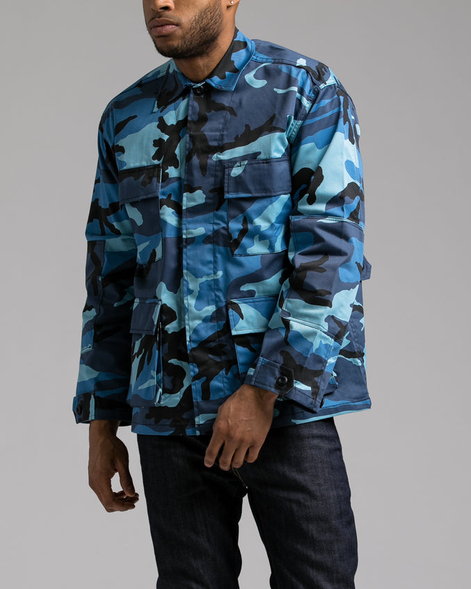 B.D.U. Shirt Jacket - Color: Sky Blue Camo | Blue