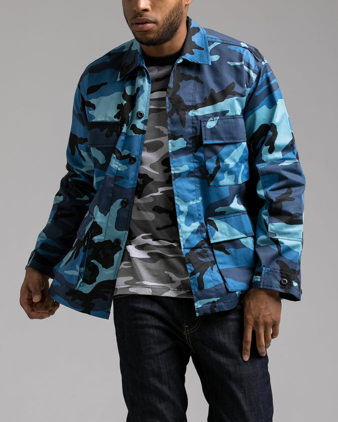 B.D.U. Shirt Jacket - Color: Sky Blue Camo | Blue