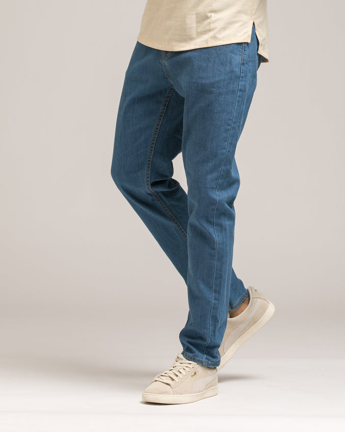 Washed Taper Fit Denim - Color: Washed Indigo | Blue