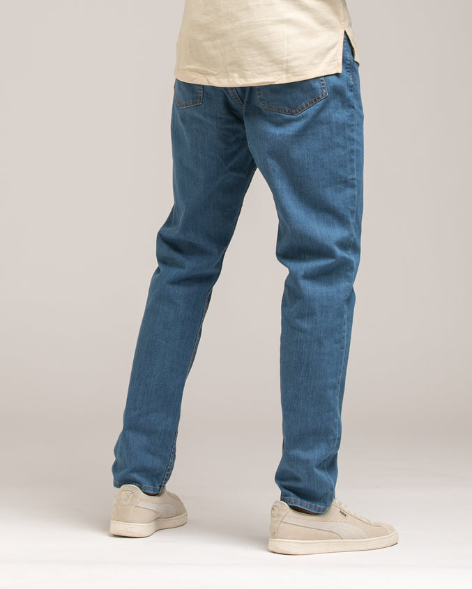 Washed Taper Fit Denim - Color: Washed Indigo | Blue