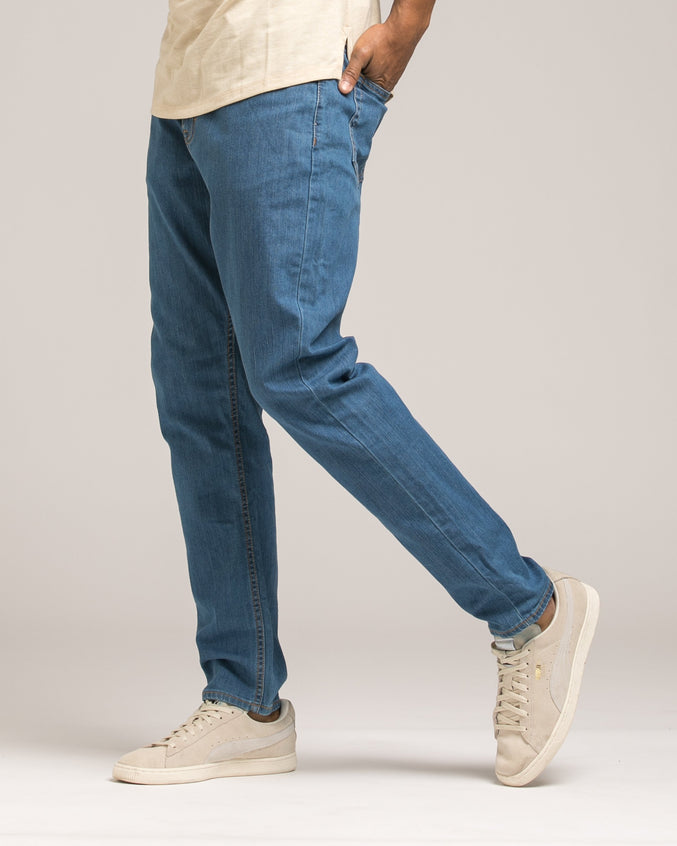 Washed Taper Fit Denim - Color: Washed Indigo | Blue