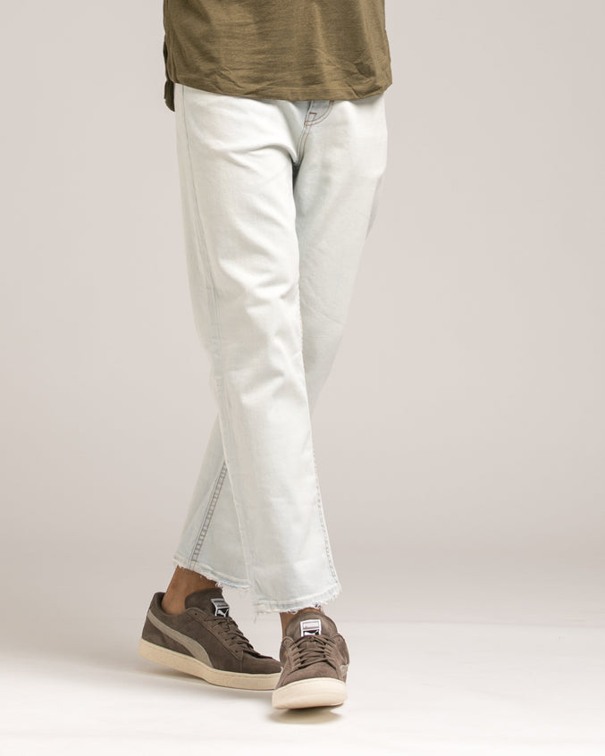 Tapered Crop Denim - Color: White Wash | White