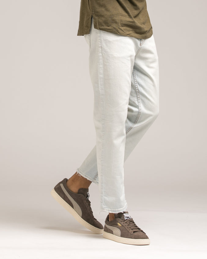 Tapered Crop Denim - Color: White Wash | White