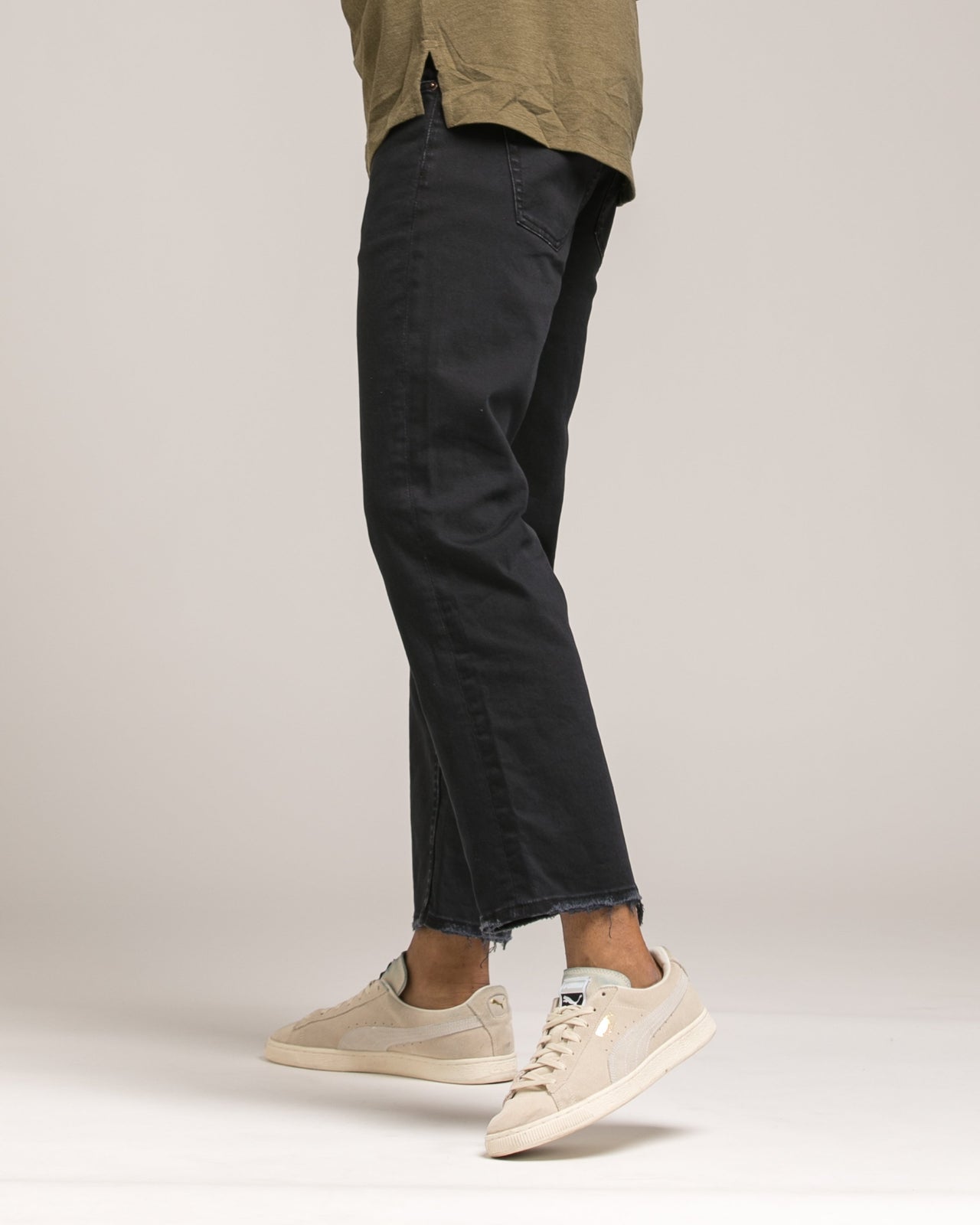 Tapered Crop Denim - Color: Black Rinse | Black