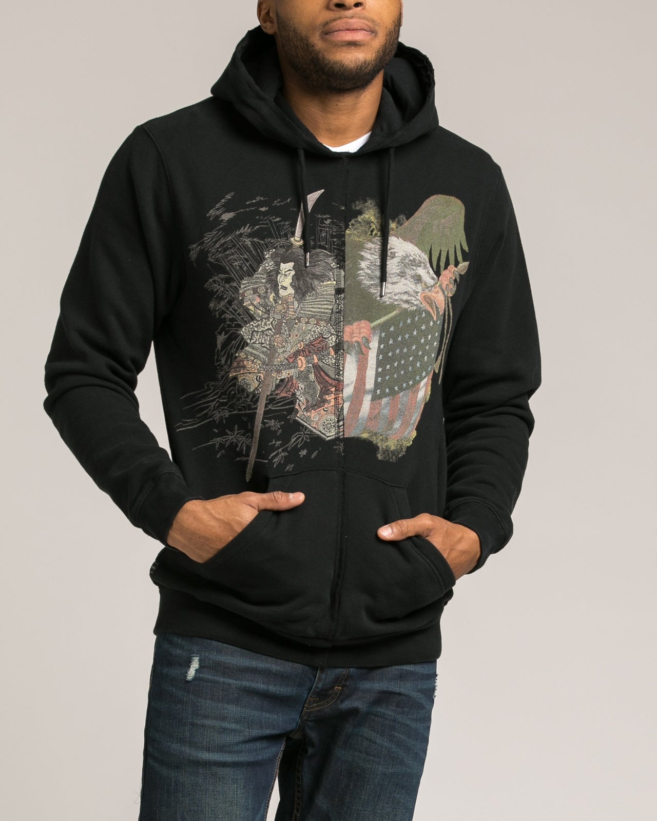 Washinosenshi Split Hoodie - Color: Black | Black