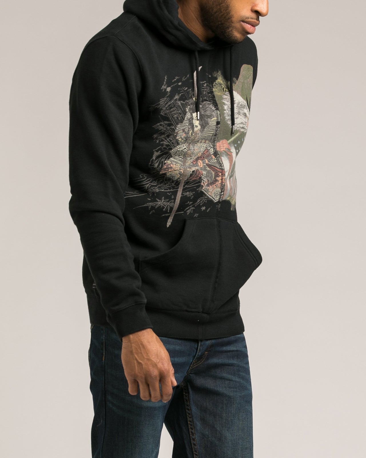 Washinosenshi Split Hoodie - Color: Black | Black
