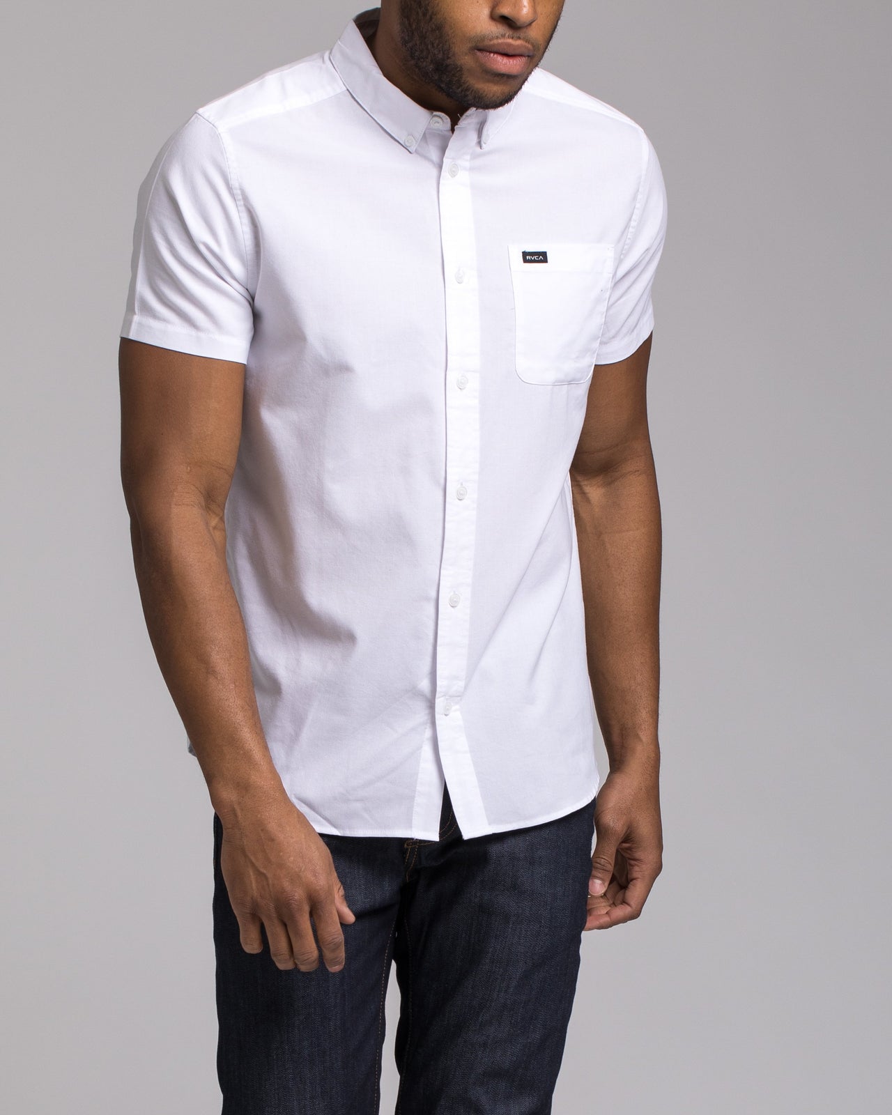 Thatll Do Short Sleeve Oxford Shirt - Color: White | White