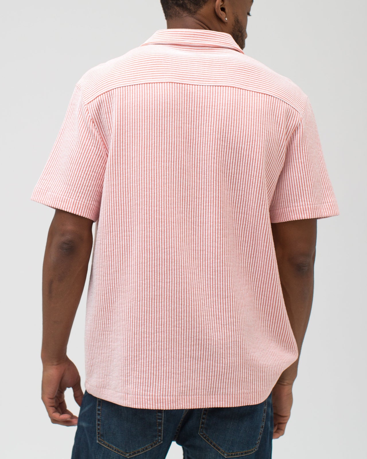 Jacquard Stripe Camp Shirt - Color: Crabapple | Red