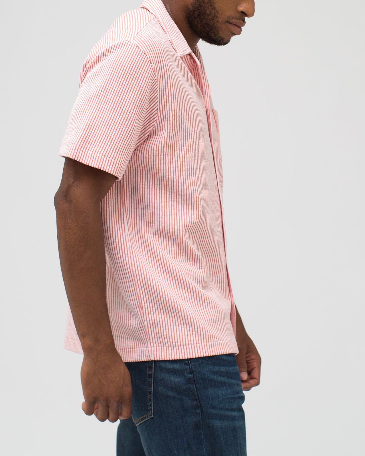 Jacquard Stripe Camp Shirt - Color: Crabapple | Red