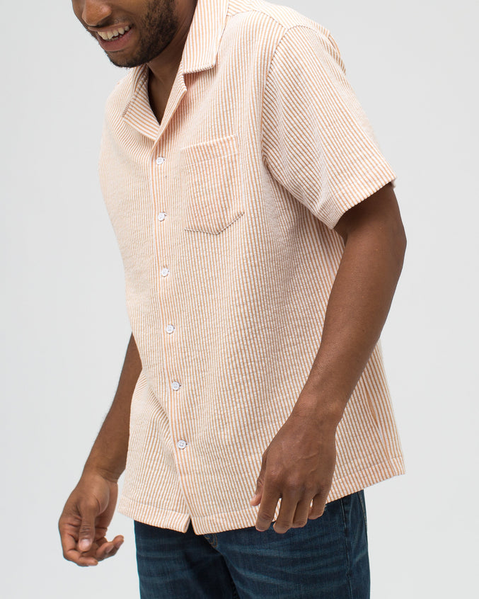 Jacquard Stripe Camp Shirt - Color: Khaki | Beige