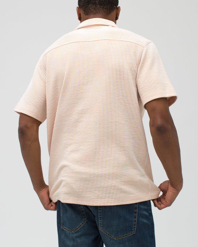 Jacquard Stripe Camp Shirt - Color: Khaki | Beige