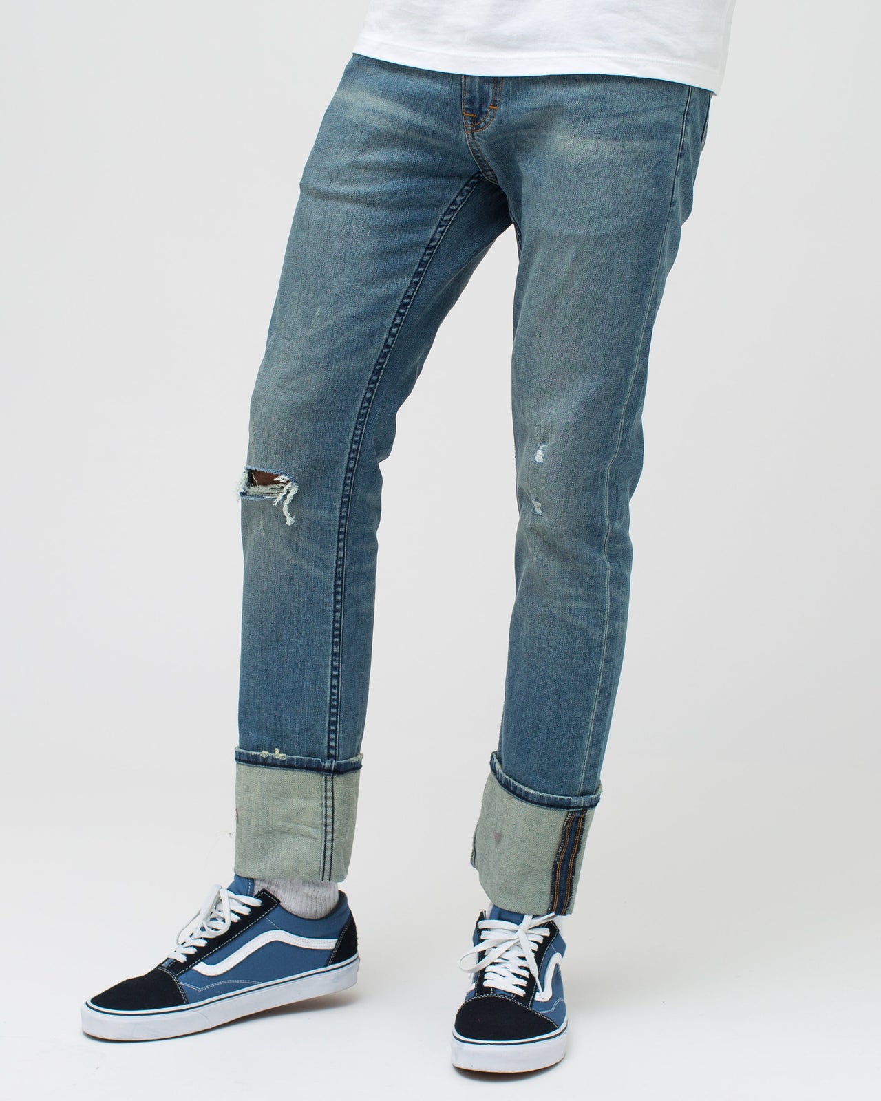 Cuffed Denim Pant - Color: Vintage Blue | Blue