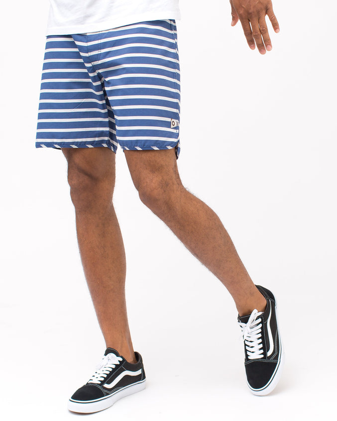Cut Out Stripe Trunks - Color: Navy/Fog Stripe | Blue