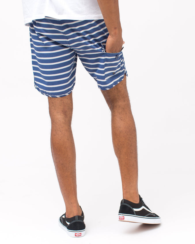 Cut Out Stripe Trunks - Color: Navy/Fog Stripe | Blue