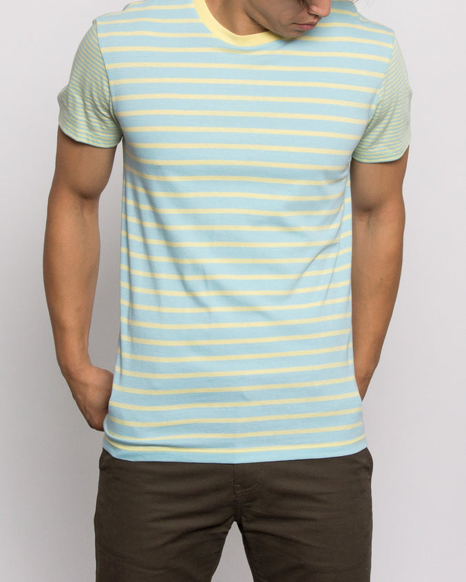Crazy Stripe Tee - Color: Skyway/Pale Banana | Blue