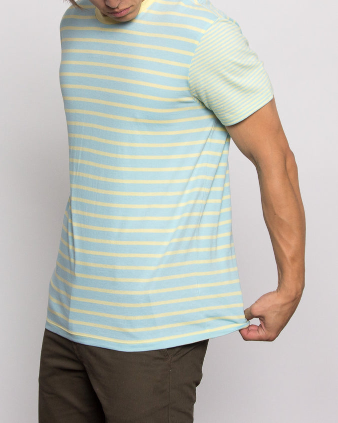 Crazy Stripe Tee - Color: Skyway/Pale Banana | Blue
