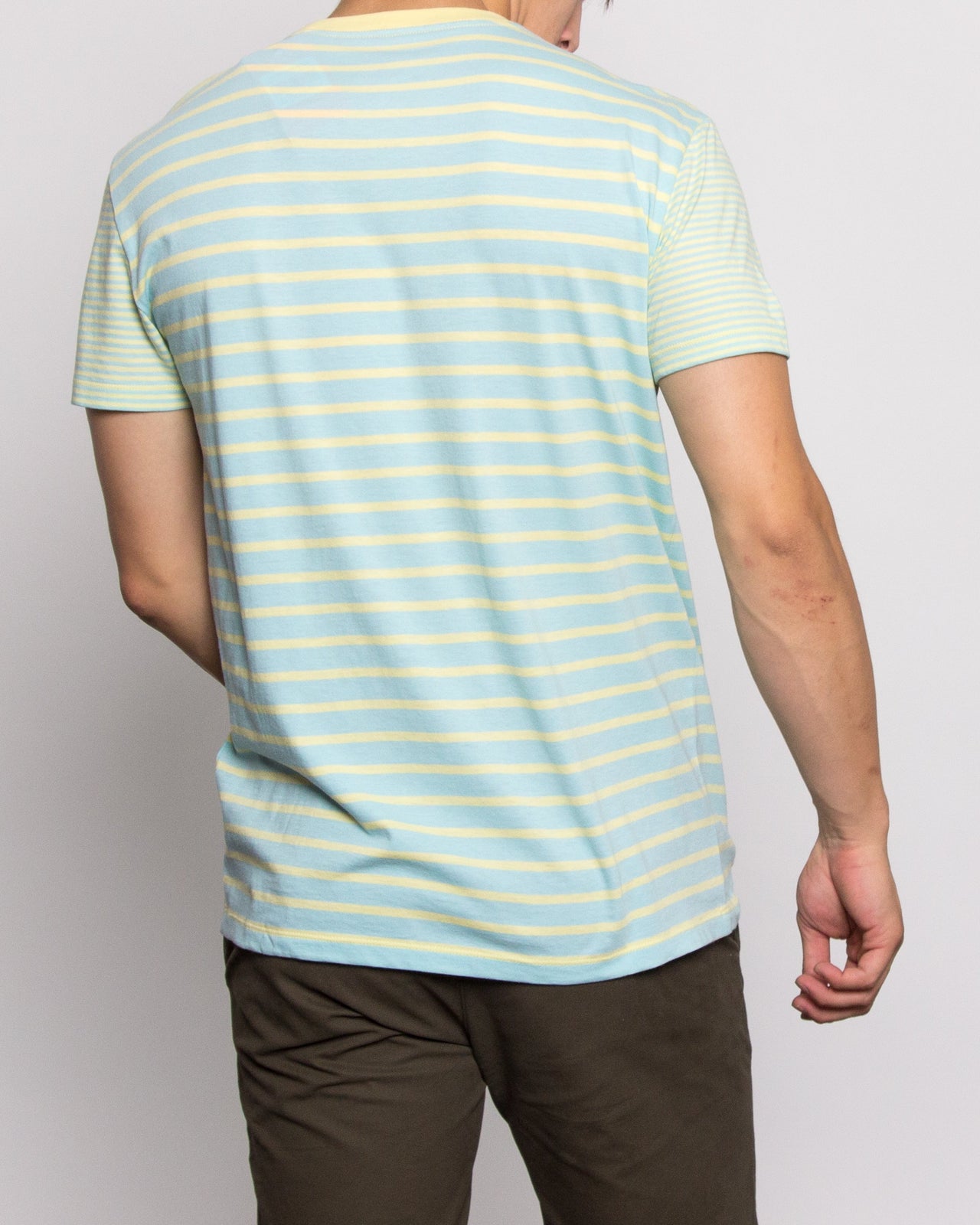 Crazy Stripe Tee - Color: Skyway/Pale Banana | Blue