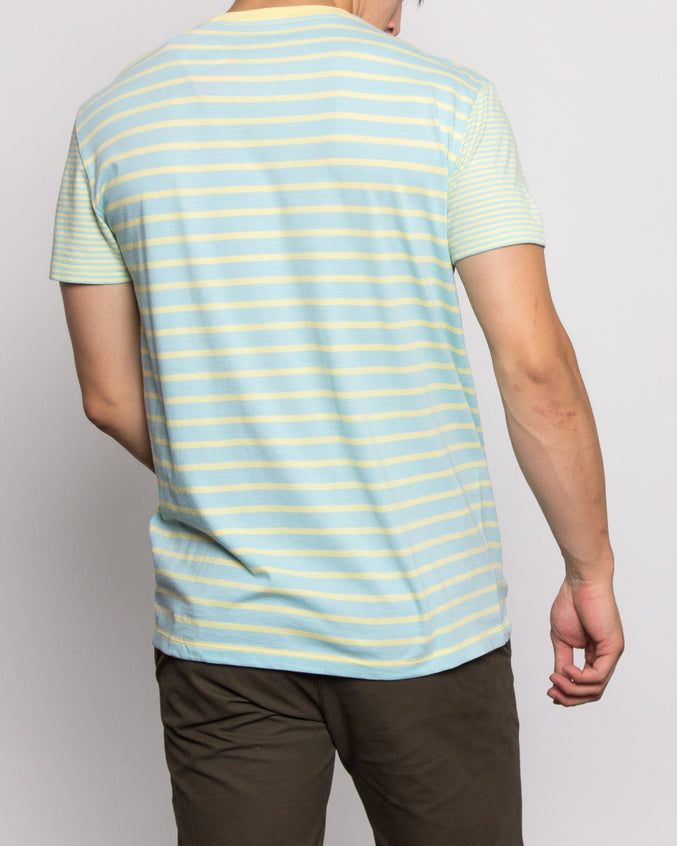 Crazy Stripe Tee - Color: Skyway/Pale Banana | Blue
