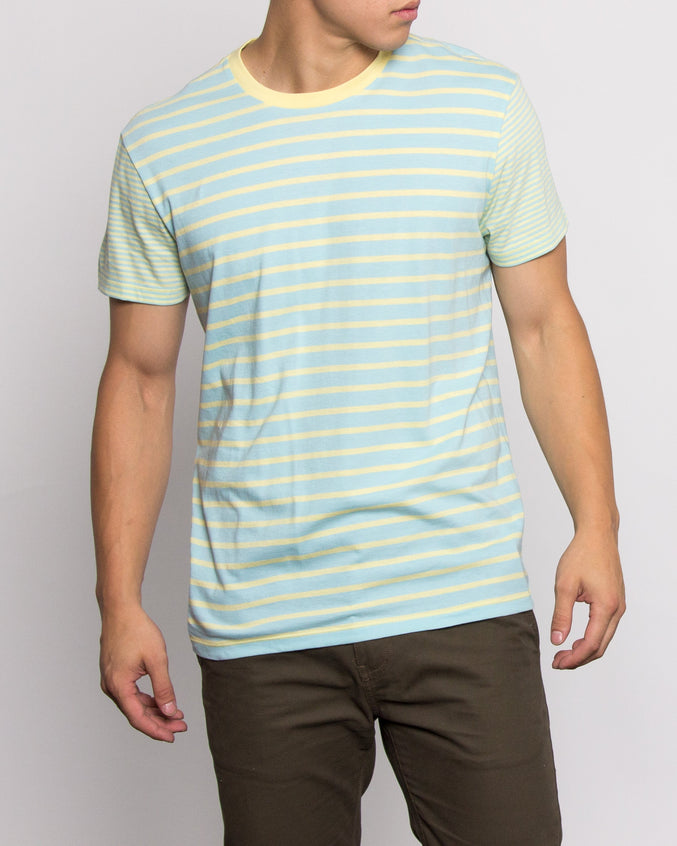 Crazy Stripe Tee - Color: Skyway/Pale Banana | Blue