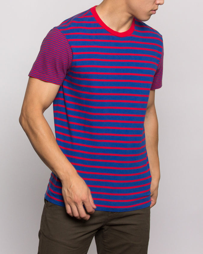 Crazy Stripe Tee - Color: True Blue/Red | Blue