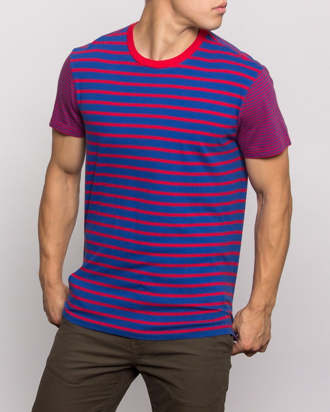 Crazy Stripe Tee - Color: True Blue/Red | Blue